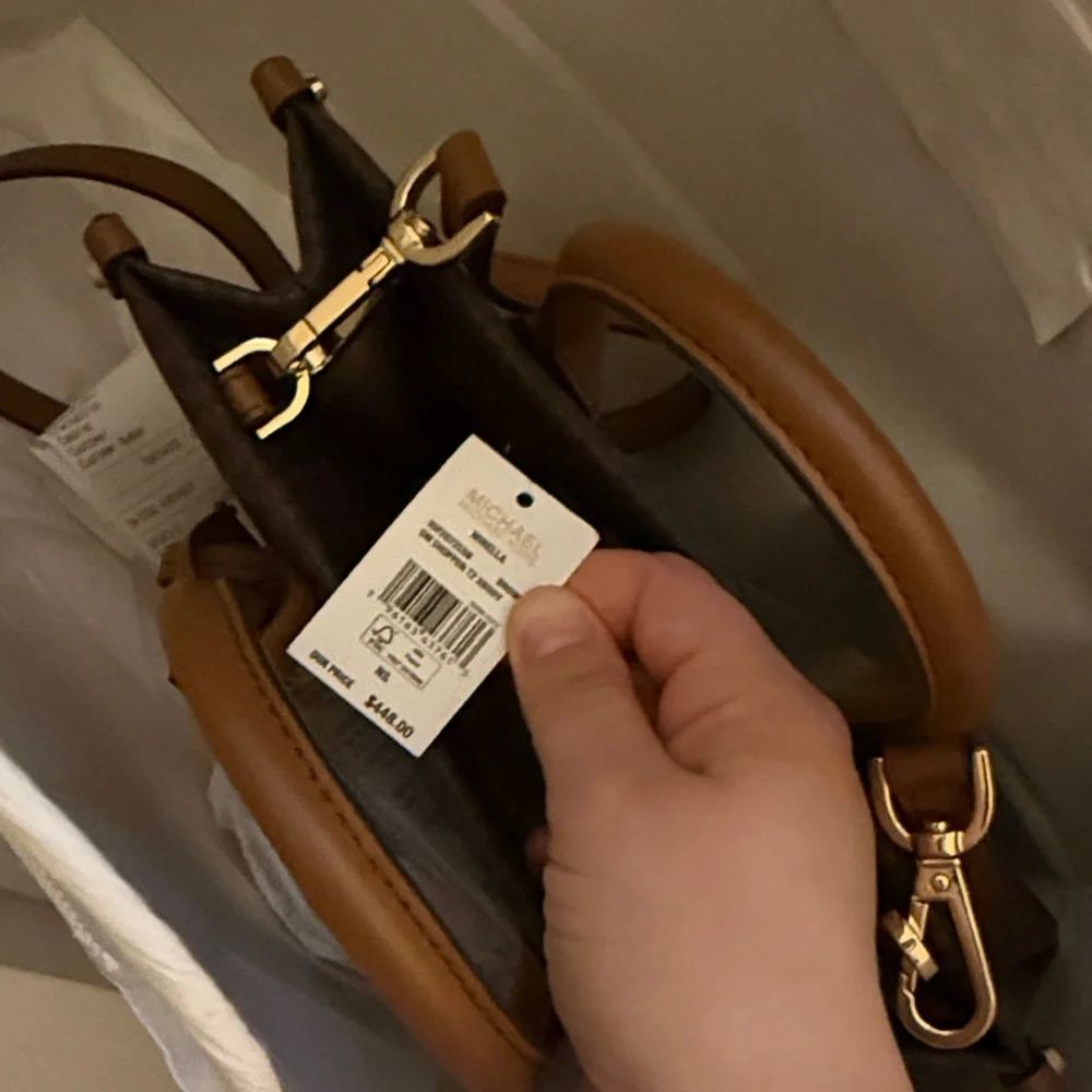 Michael Kors Brown Logo Satchel with Tan Trim - Picture 4 of 6